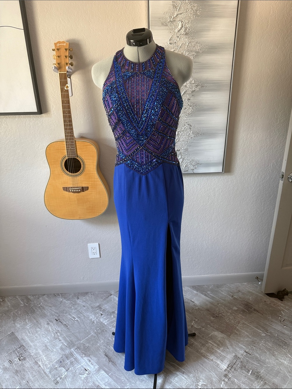 Terani Couture Royal Blue Beaded Gown - Stunning on Stage!